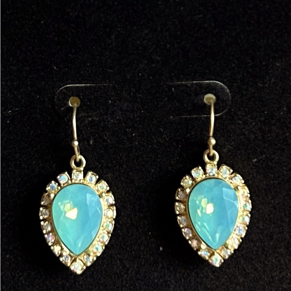 Elegant Teardrop Earrings with Blue Stones